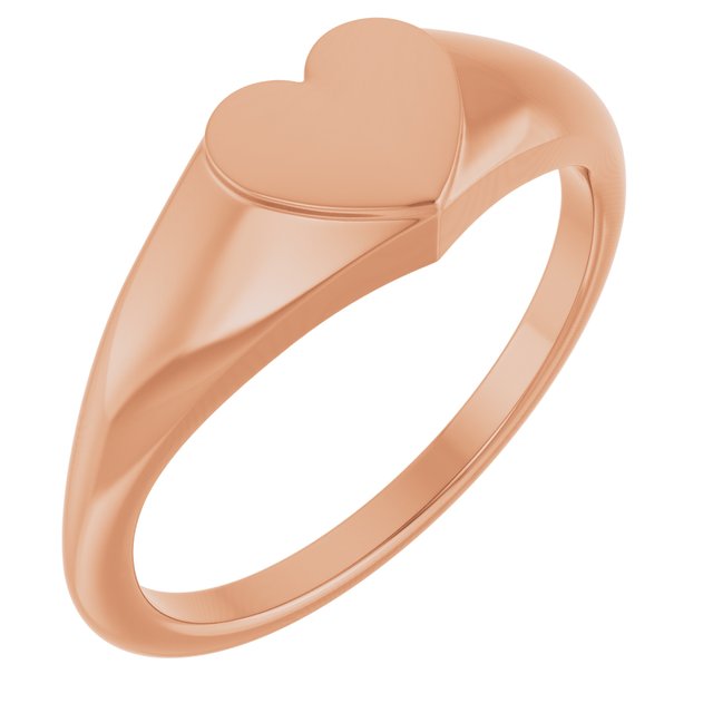14K Rose Heart Signet Ring