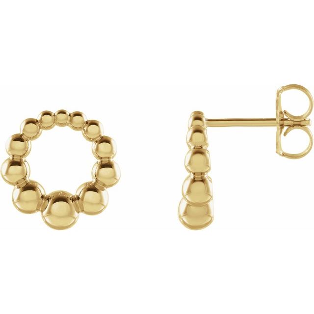 14k Yellow Graduated Beaded Circle Earrings