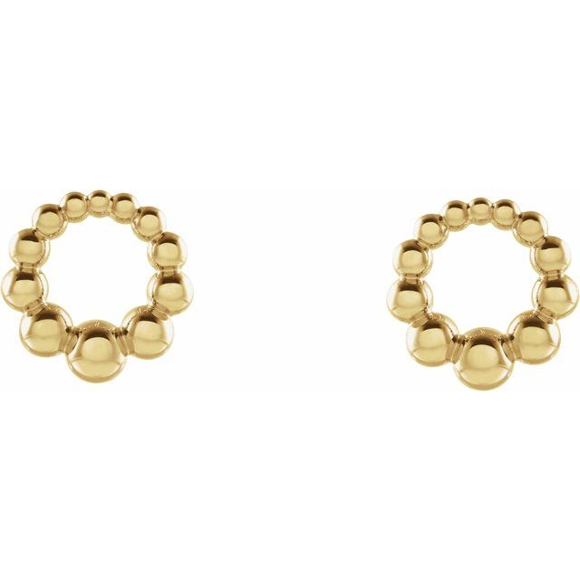 14k Yellow Graduated Beaded Circle Earrings