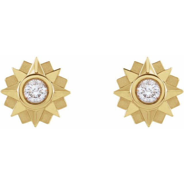 14K Yellow 1/3 CTW Natural Diamond Sun Earrings