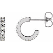 14K White 1/3 CTW Natural Diamond French-Set 10 mm Huggie Hoop Earrings