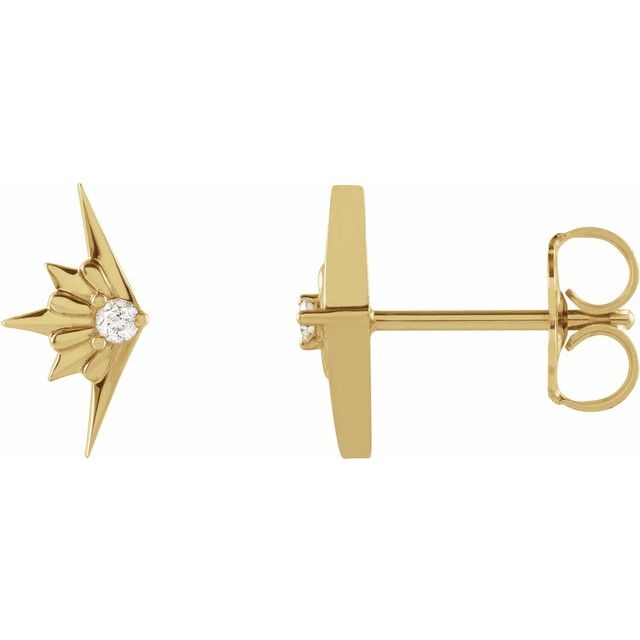 14k Yellow .03 Ctw Natural Diamond Starburst Earrings
