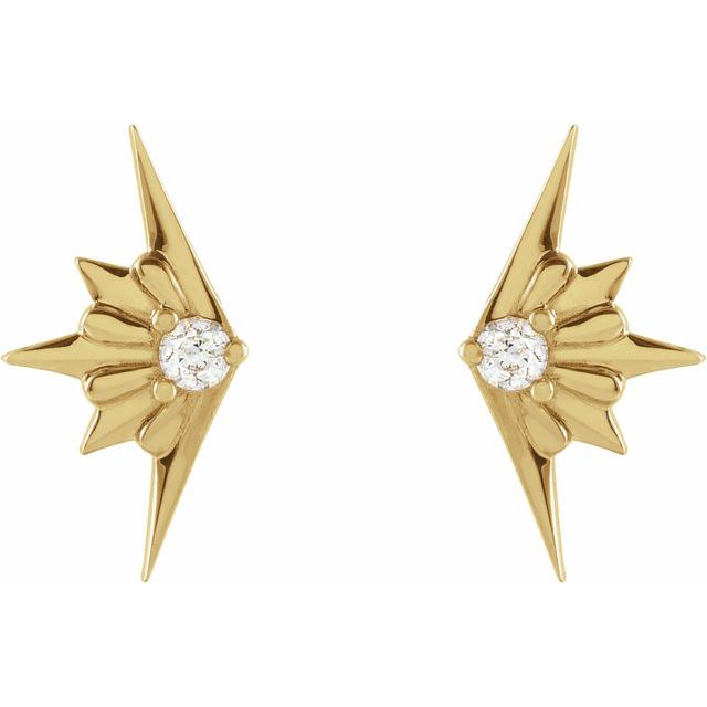 14k Yellow .03 Ctw Natural Diamond Starburst Earrings