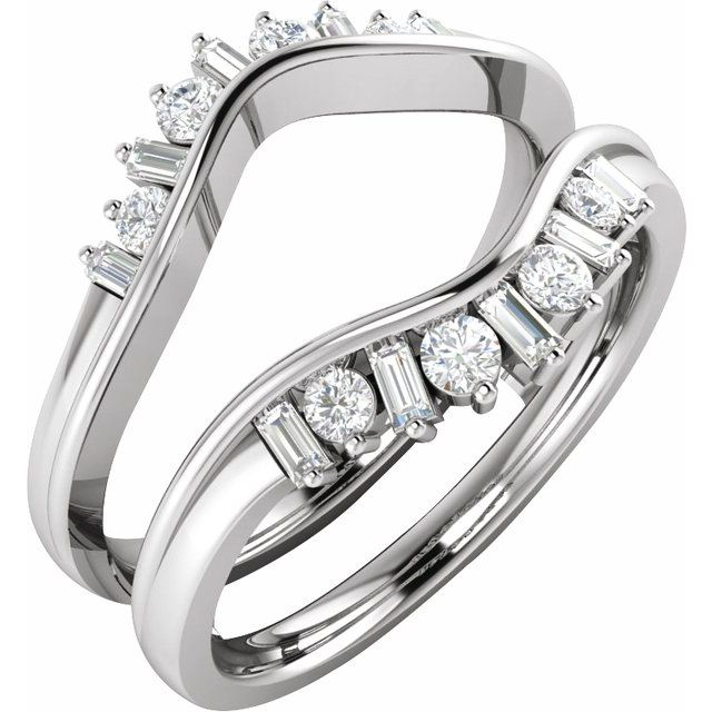 14K White 3/8 CTW Natural Diamond Ring Guard