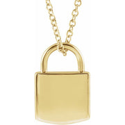 14K Yellow Engravable Lock 16-18' Necklace