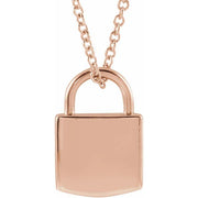14K Rose Engravable Lock 16-18' Necklace