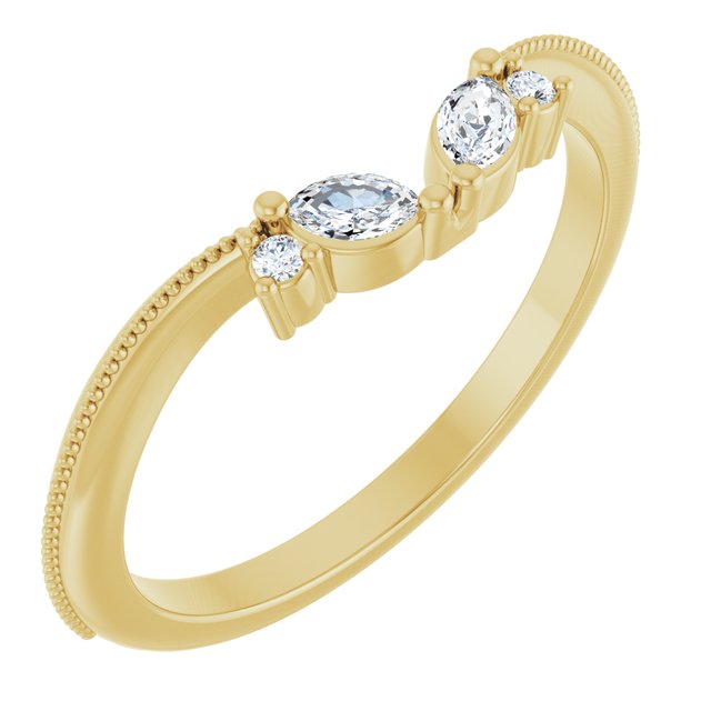 14k Yellow 1/8 Ctw Lab-grown Diamond Contour Band