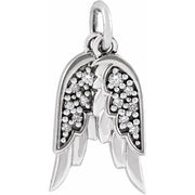 Sterling Silver .03 CTW Natural Diamond Angel Wings Pendant