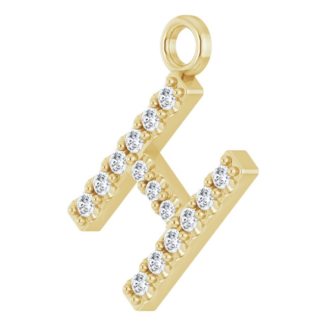 14k Yellow .05 Ctw Natural Diamond Initial H Dangle