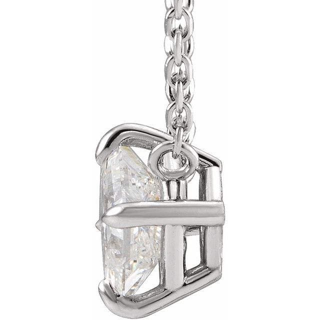 14K White 1/2 CTW Natural Diamond Solitaire 16' Necklace