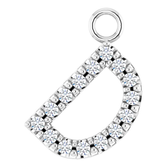 14k White .06 Ctw Natural Diamond Initial D Dangle