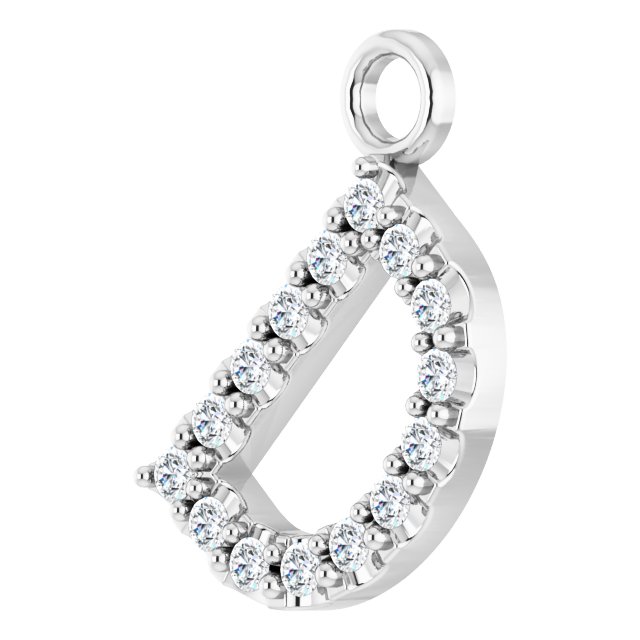 14k White .06 Ctw Natural Diamond Initial D Dangle