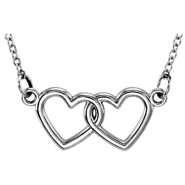 Sterling Silver Tiny Posh® Double Heart 16-18' Necklace