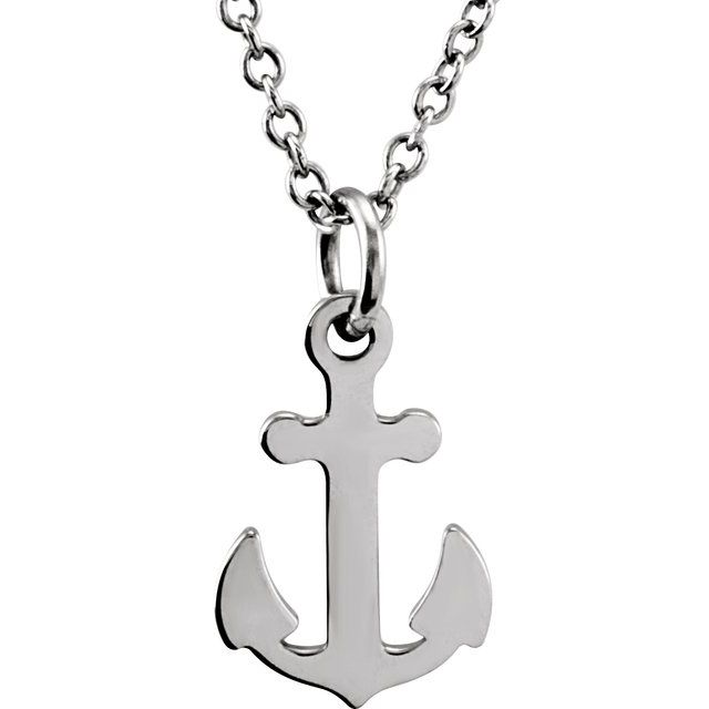 Sterling Silver Tiny Posh® Petite Anchor 16-18' Necklace