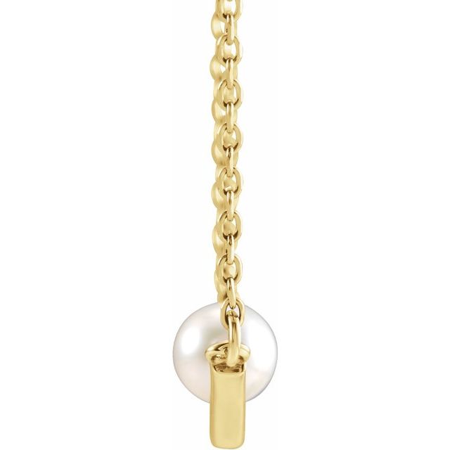 14K Yellow Cultured White Akoya Pearl V 18' Necklace