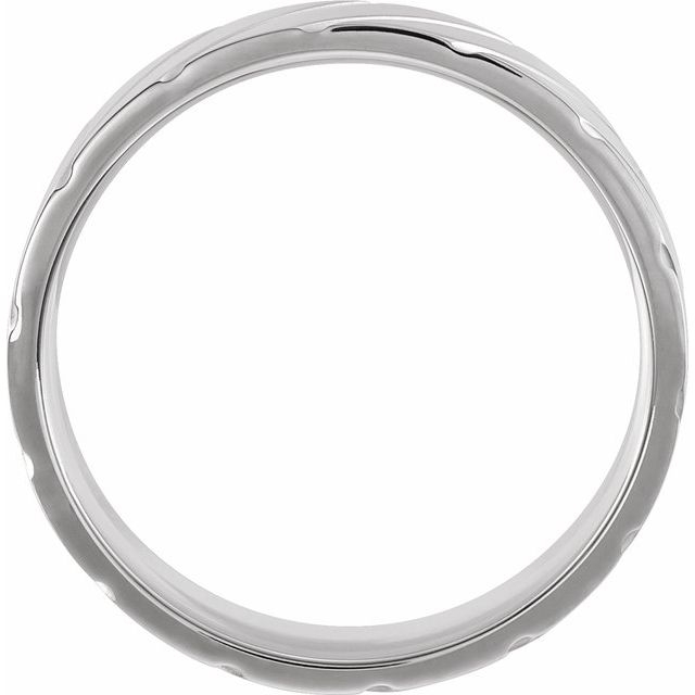 14K White 6 mm Grooved Band Size 10