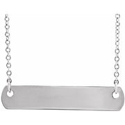 14K White Engravable Bar 18' Necklace