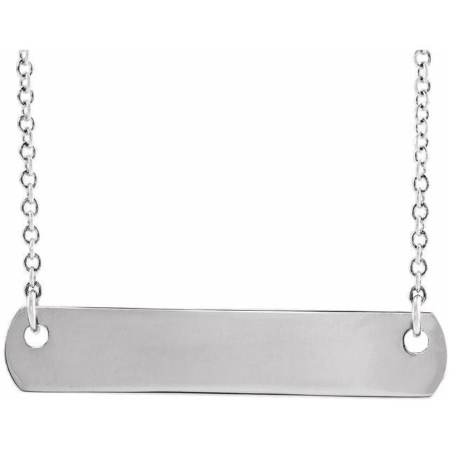 Sterling Silver Engravable Bar 18' Necklace