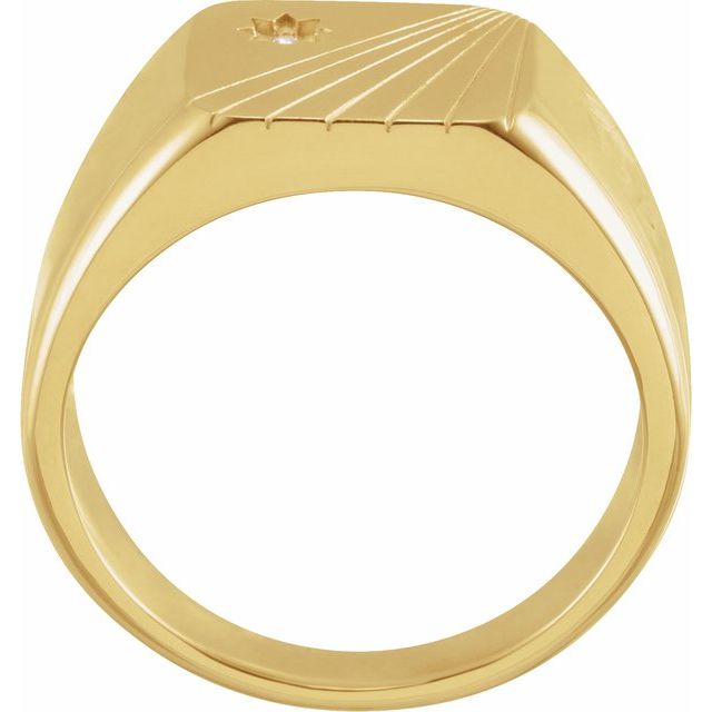 14K Yellow .015 CT Natural Diamond Signet Ring