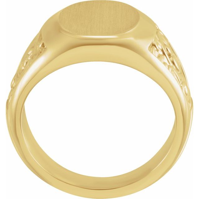 14K Yellow 14x12 mm Scroll Signet Ring