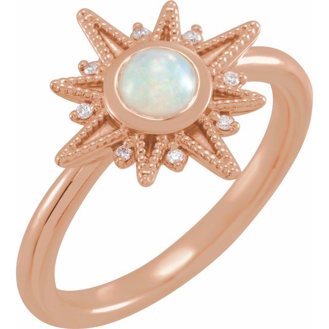14K Rose Natural Ethiopian Opal & .03 CTW Natural Diamond Star Ring