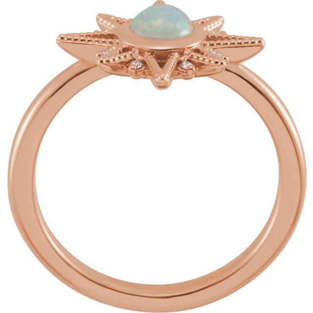 14K Rose Natural Ethiopian Opal & .03 CTW Natural Diamond Star Ring