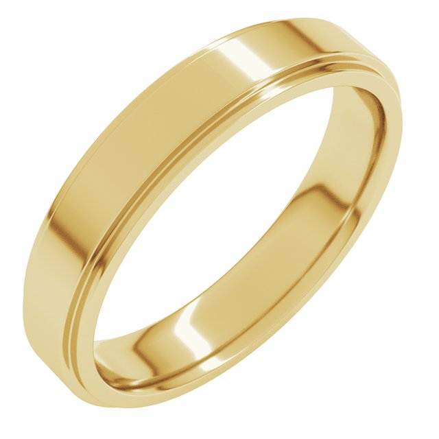 14k Yellow 4 Mm Stepped-edge Comfort-fit Flat Band Size 8