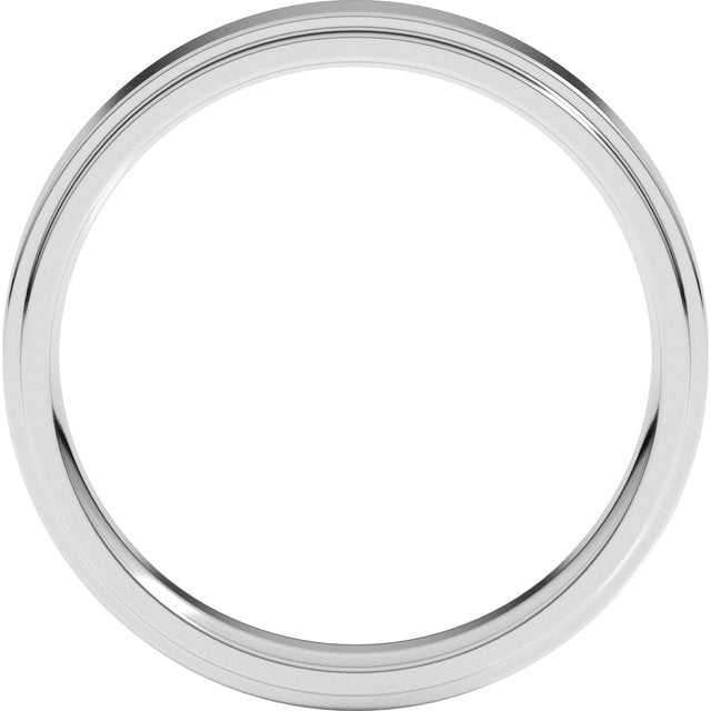 14k White 4 Mm Stepped-edge Comfort-fit Flat Band Size 9.5