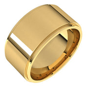 18k Yellow 10 Mm Stepped-edge Comfort-fit Flat Band Size 11