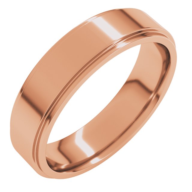 14K Rose 5 mm Flat Comfort Fit Edge Band Size 8.5