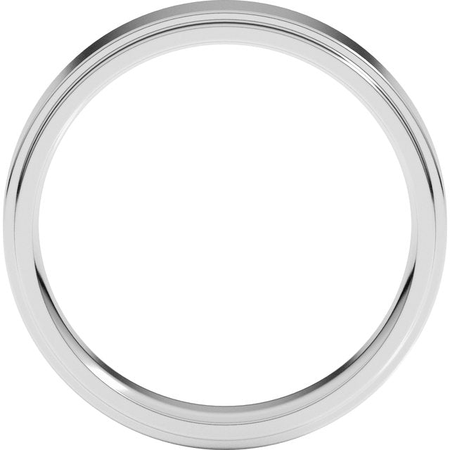 14k White 5 Mm Stepped-edge Comfort-fit Flat Band Size 5.5