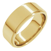 14k Yellow 7 Mm Stepped-edge Comfort-fit Flat Band Size 11.5