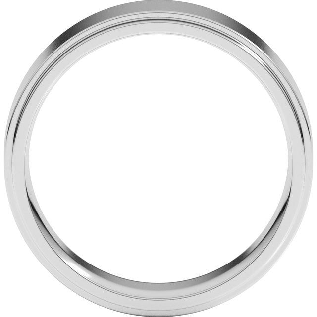 14k White 7 Mm Stepped-edge Comfort-fit Flat Band Size 8