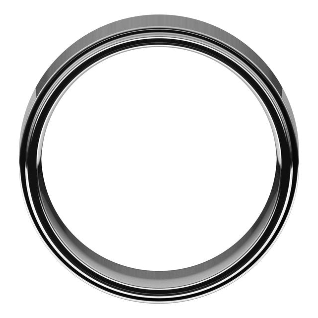 14k White 8 Mm Stepped-edge Comfort-fit Flat Band Size 11