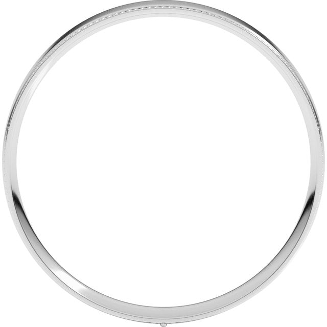 14K White 3 mm Milgrain Flat Comfort Fit Edge Band Size 10.5