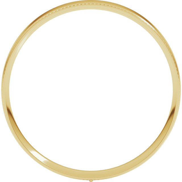 18K Yellow 3 mm Milgrain Flat Comfort Fit Edge Band Size 8.5