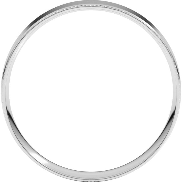 14K White 4 mm Milgrain Flat Comfort Fit Edge Band Size [cv2