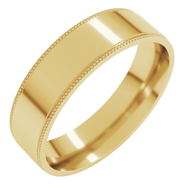 14k Yellow 5 Mm Milgrain Stepped-edge Comfort-fit Flat Band Size 10
