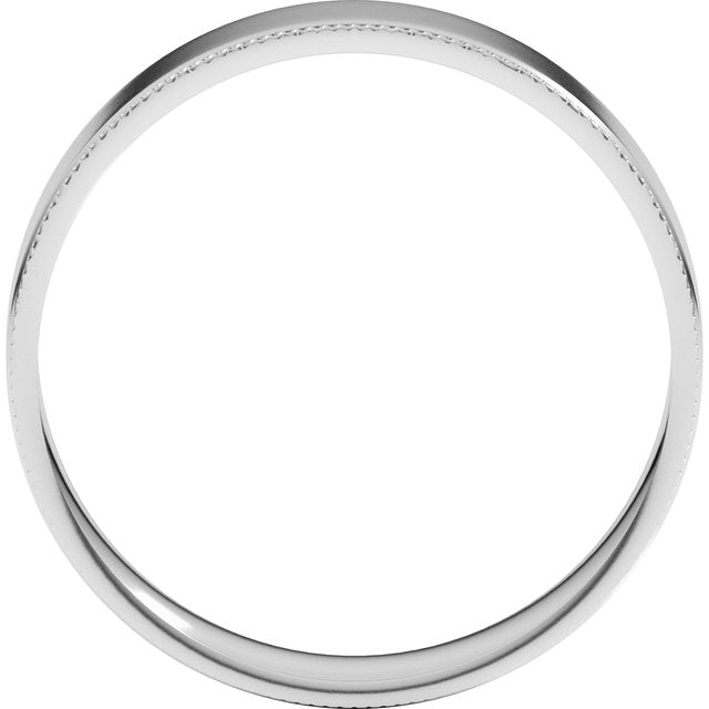 14K White 5 mm Milgrain Flat Comfort Fit Edge Band Size 8.5