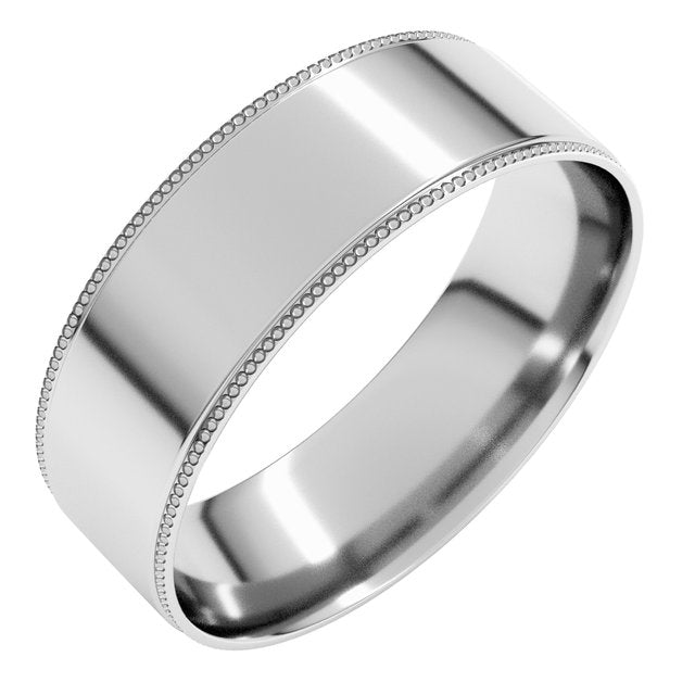 Continuum Sterling Silver 6 mm Milgrain Flat Comfort Fit Edge Band Size 9