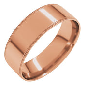 14K Rose 6 mm Milgrain Flat Comfort Fit Edge Band Size 11