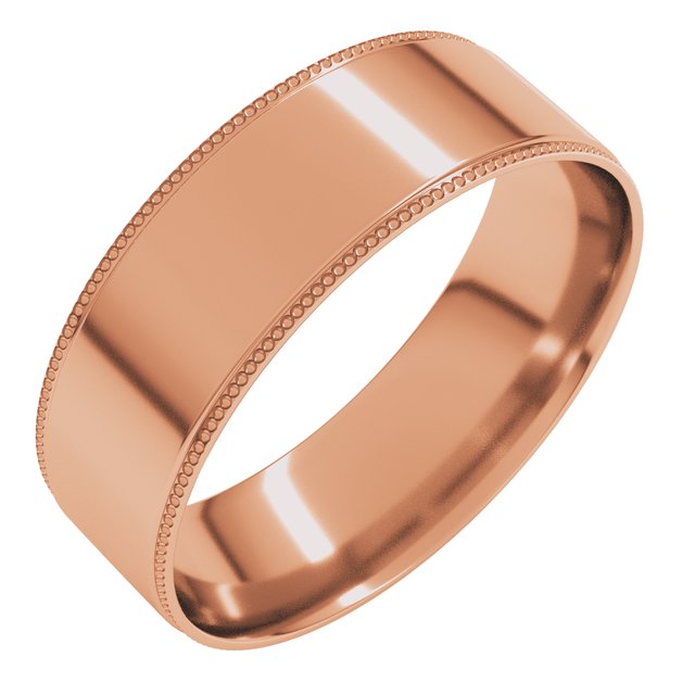 14K Rose 6 mm Milgrain Flat Comfort Fit Edge Band Size 11