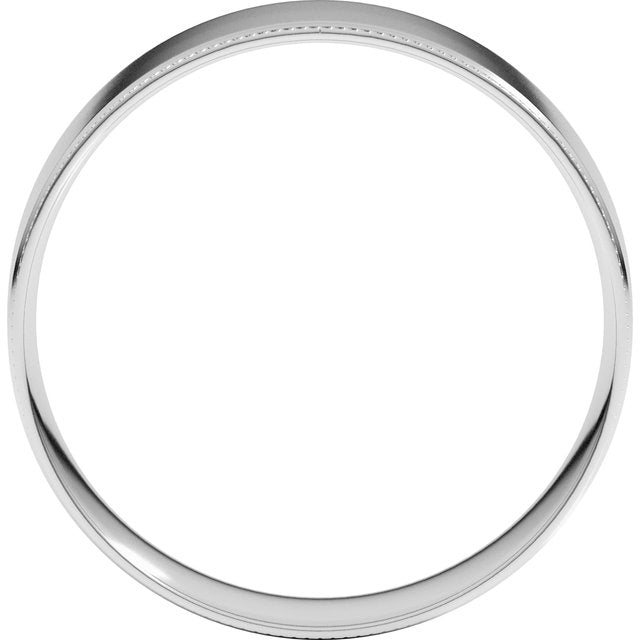 14K White 6 mm Milgrain Flat Comfort Fit Edge Band Size 7