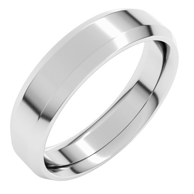 Sterling Silver 5 mm Beveled-Edge Comfort-Fit Band Size 14