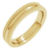 14K Yellow 4 mm Extra Large Milgrain Comfort Fit Band Size 7