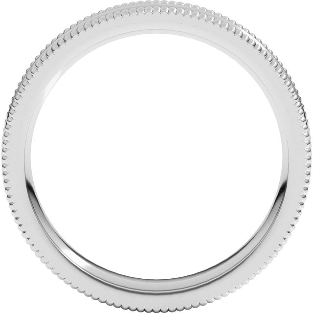 14K White 4 mm Extra Large Milgrain Comfort Fit  Band  Size 9