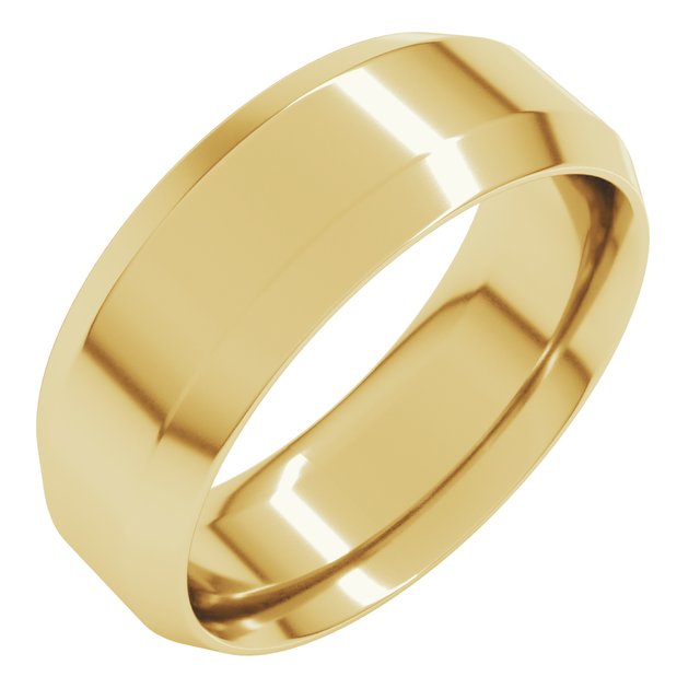 14k Yellow 7 Mm Beveled-edge Comfort-fit Band Size 9.5