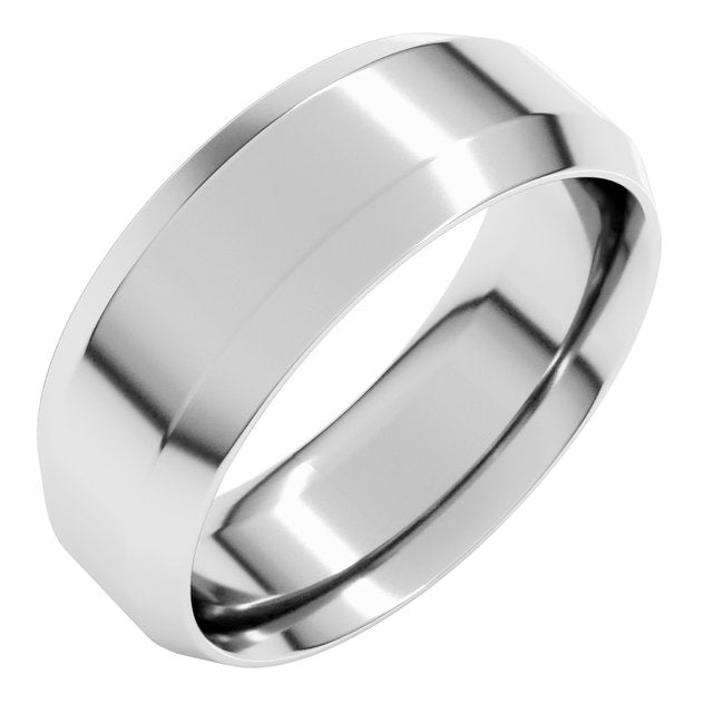 14k White 7 Mm Beveled-edge Comfort-fit Band Size 11.5