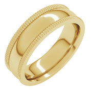 14k Yellow 6 Mm Extra Large Milgrain Comfort-fit Half Round Band Size 9