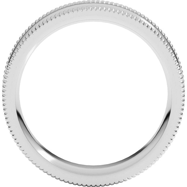 14K White 6 mm Extra Large Milgrain Comfort Fit  Band  Size 10